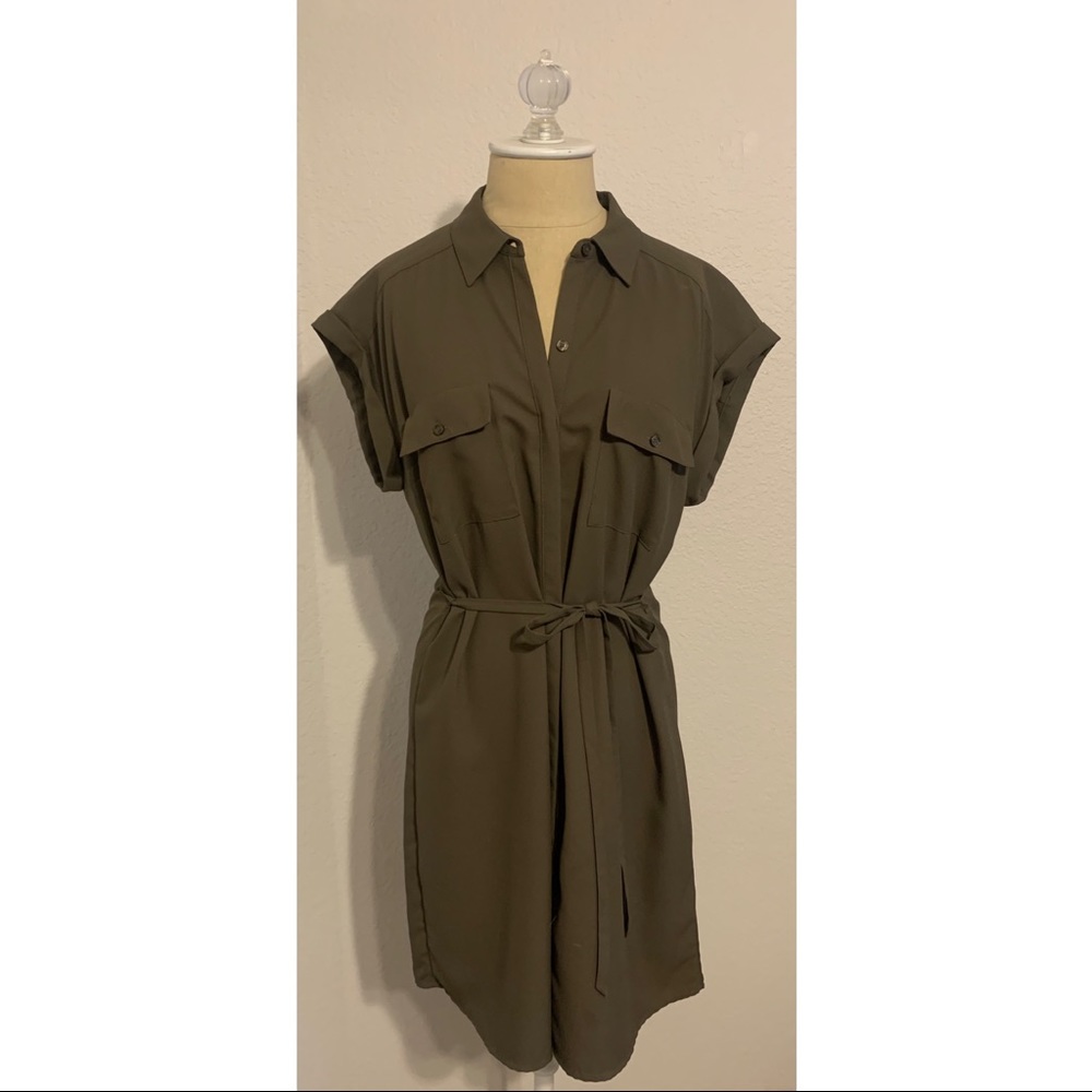 Express button-up, tie-waist dress